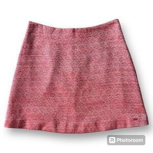 Cop.Copine Publier A-Line Red Pink Mini Skirt Linen Blend Tweed Sz 38 (M)